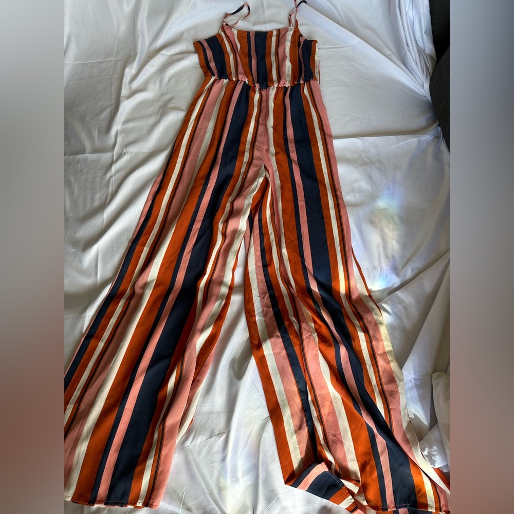 Forever 21 striped jumpsuit